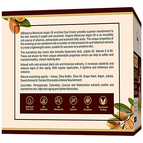 StBotanica Day Cream - Moroccan Argan Oil, with SPF 30 UVA/UVB PA + + +, No Parabens & Mineral Oil, 50 g  No Parabens & Mineral Oil