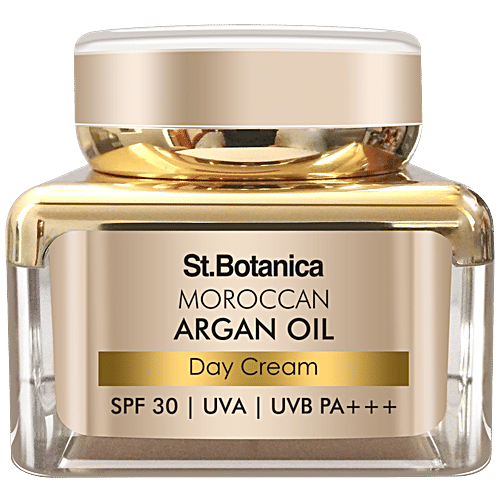 StBotanica Day Cream - Moroccan Argan Oil, with SPF 30 UVA/UVB PA + + +, No Parabens & Mineral Oil, 50 g  No Parabens & Mineral Oil