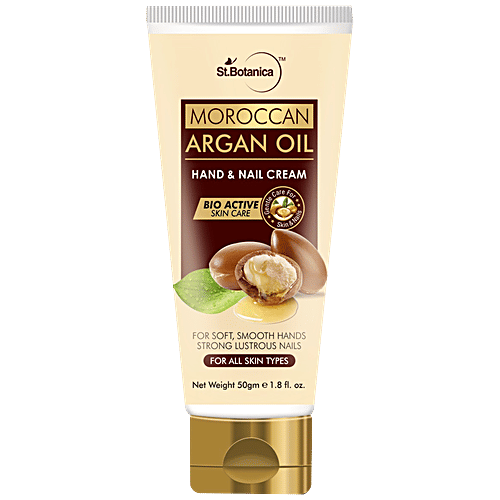 StBotanica Hand & Nail Cream - For All Skin Types, Moroccan Argan Oil, 50 g  For Soft & Smooth Hands