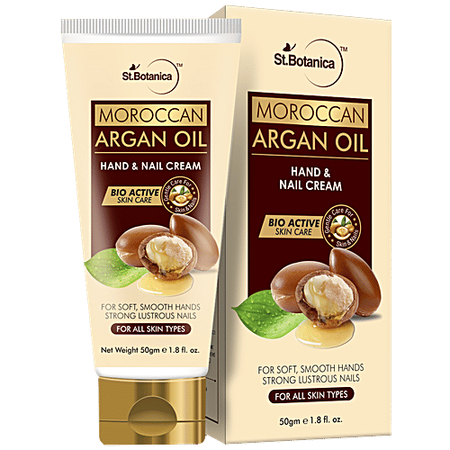 StBotanica Hand & Nail Cream - For All Skin Types, Moroccan Argan Oil, 50 g  For Soft & Smooth Hands