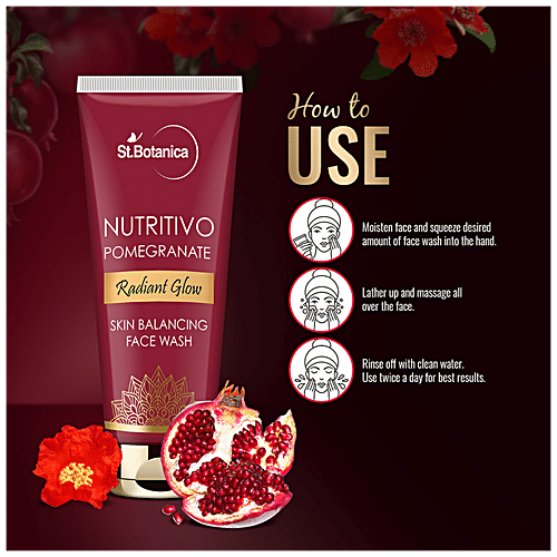 StBotanica Nutritivo Radiant Glow Skin Balancing Face Wash - Pomegranate, Deep Cleanses, Hydrates, No Parabens, No Silicones, 100 ml No Parabens, No Silicones