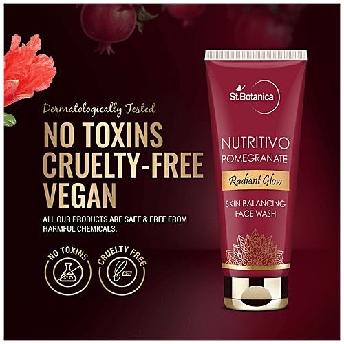 StBotanica Nutritivo Radiant Glow Skin Balancing Face Wash - Pomegranate, Deep Cleanses, Hydrates, No Parabens, No Silicones, 100 ml No Parabens, No Silicones