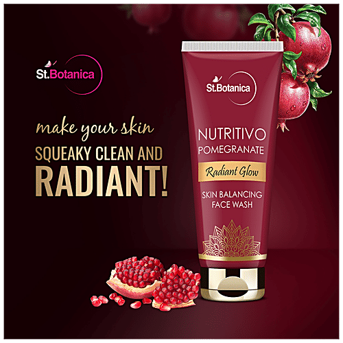 StBotanica Nutritivo Radiant Glow Skin Balancing Face Wash - Pomegranate, Deep Cleanses, Hydrates, No Parabens, No Silicones, 100 ml No Parabens, No Silicones