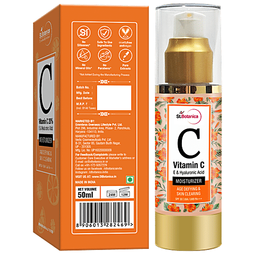 Buy StBotanica Moisturizer Vitamin C, E & Hyaluronic Acid, Age Defying & Skin Clearing, No