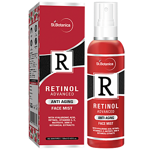 StBotanica Advanced Anti - Aging Face Mist - Retinol, Vitamin C, All Skin Types, No Parabens, No Silicones, 120 ml  No Parabens, No Silicones