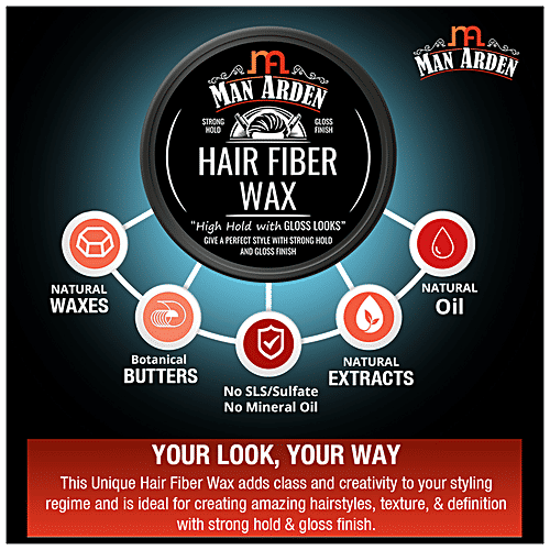 Man Arden Hair Fiber Wax - Strong Hold With Gloss Finish, 50 g  No Mineral Oil, No Sulphate