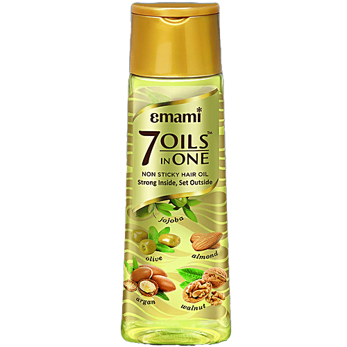 Emami 7 Oils In One Light, Non-Sticky & Non-Greasy Hair Oil, 20 Times Stronger Hair, Nourishes Scalp, 300 ml  With Goodness of Almond Oil, Coconut Oil, Argan Oil & Amla Oil