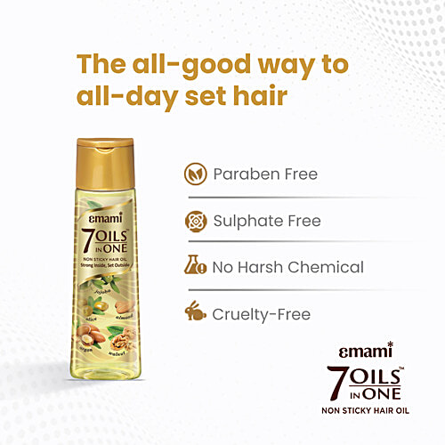 Emami 7 Oils In One Light, Non-Sticky & Non-Greasy Hair Oil, 20 Times Stronger Hair, Nourishes Scalp, 300 ml  With Goodness of Almond Oil, Coconut Oil, Argan Oil & Amla Oil