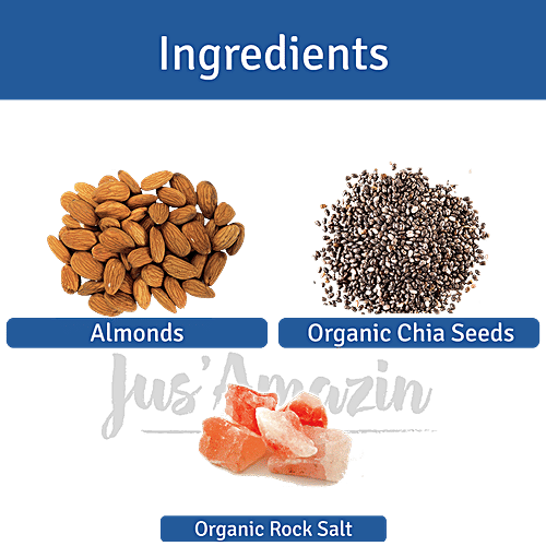 Jus Amazin Roasted Almonds Coated With Organic Chia Seeds, 19 g High Protein, Source of Omega3