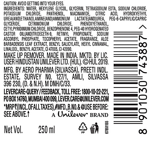 Ponds Vitamin Micellar Water - Hydrating Aloe Vera, 250 ml 100% Alcohol Free