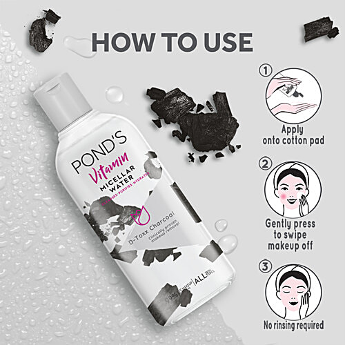 Ponds Vitamin Micellar Water - D-Toxx Charcoal, 105 ml  
