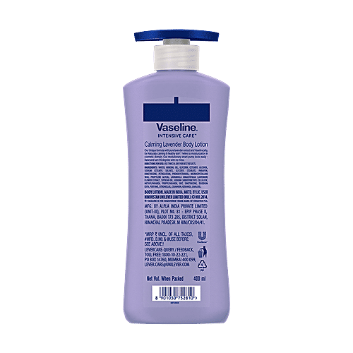 Vaseline Intensive Care Calming Lavender Body Lotion - For Healthy Skin, + Vaseline Jelly, 400 ml  