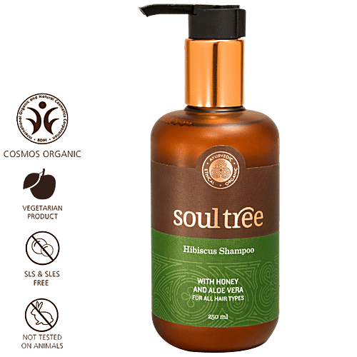 Soultree Ayurvedic Hibiscus Shampoo - with Honey & Aloe Vera, For All Hair Types, 250 ml  