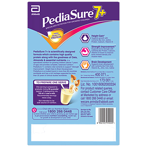 Pediasure 7+ Specialised Nutrition Drink Powder For Growing Children - Vanilla Flavour, 400 g  