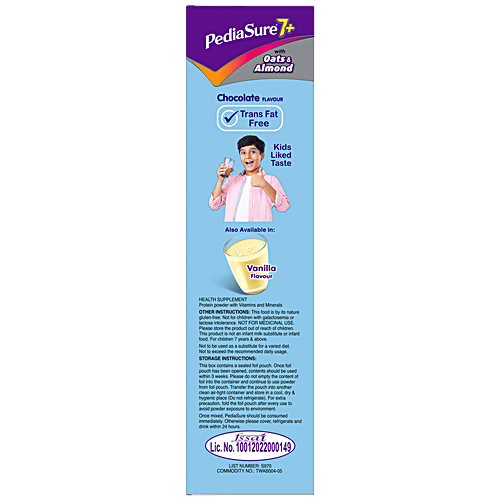 Pediasure 7+ Chocolate Flavour Nutrition Drink Powder With Oats & Almond For Children, 400 g Height Gain, Strength Improvement, Brain Development