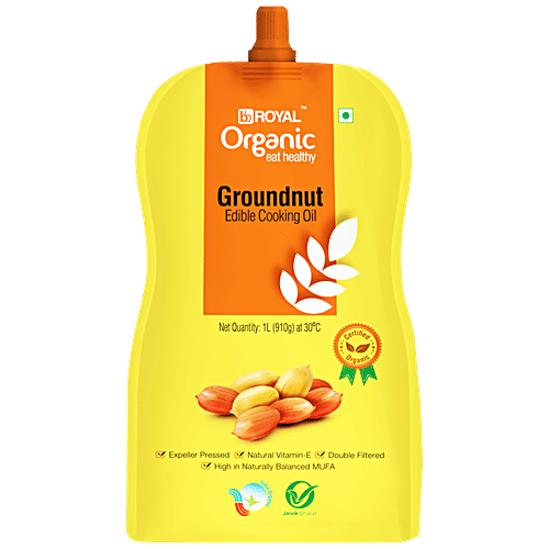 BB Royal Organic Cold Pressed Groundnut Cooking Oil, 1 L Spout Pack 