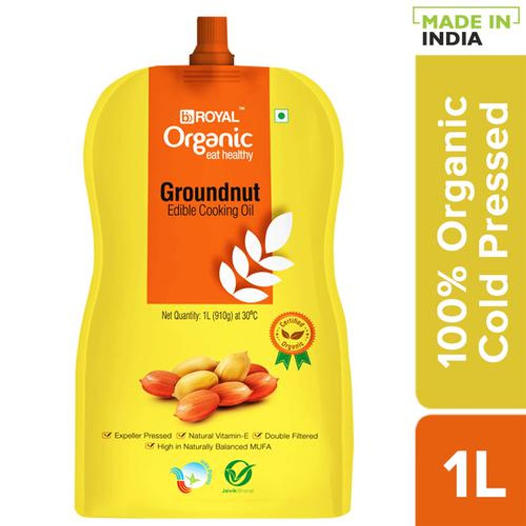 BB Royal Organic Organic Cold Pressed Groundnut Cooking Oil, 1 L Spout Pack