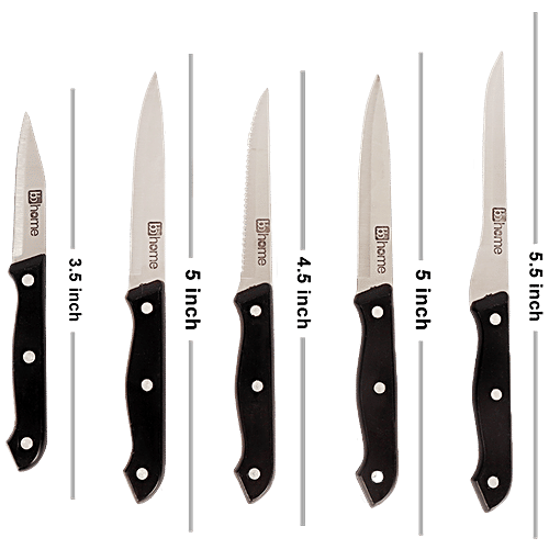 BB Home Kitchen Knife Set - Classic With Wooden Block, 5 pcs  