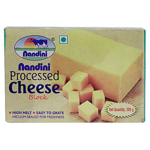 Nandini Processed Cheese Block, 200 g Carton High Melt & Easy to Grate