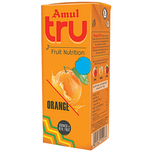 Amul Tru Orange, 180 ml Tetra Pak 