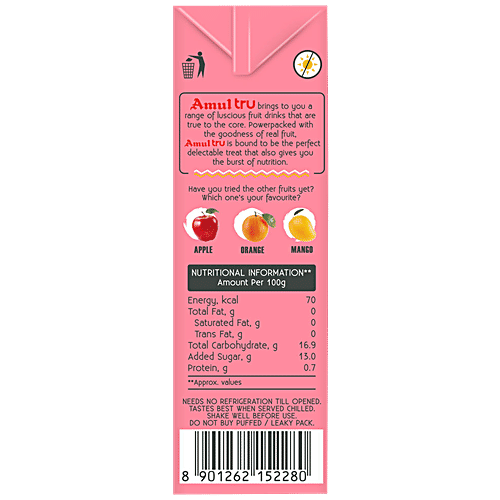 Amul Tru Litchi, 180 ml Tetra Pak 