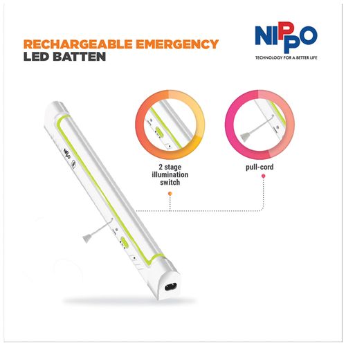 Nippo Rechargeable LED Tubelight - Baton, 8W, Cool Daylight, 1 pc  