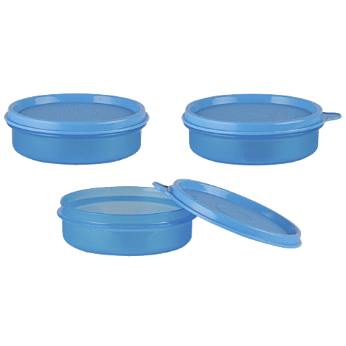 Polyset Magic Seal Round Storage Plastic Container - Blue, 170 ml (Pack of 3) 