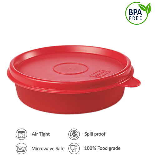 Polyset Magic Seal Round Storage Plastic Container - Royal Red, 170 ml (Pack of 3) 
