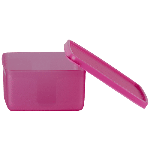 Polyset Magic Seal Storage Containers - Plastic, Rectangular, Pink, HIgh Quality, Sturdy, 600 ml