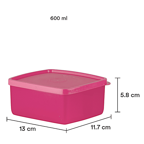 Polyset Magic Seal Storage Containers - Plastic, Rectangular, Pink, HIgh Quality, Sturdy, 600 ml