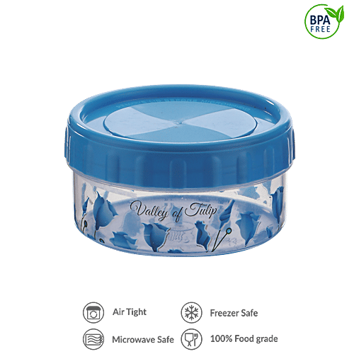 Polyset Plastic Twisty Storage Printed Containers - Blue, 300 ml (Pack of 4) 