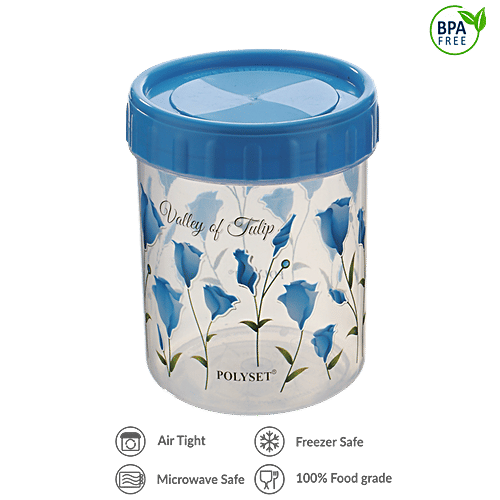 Polyset Plastic Twisty Storage Printed Containers - Blue, 500 ml (Pack of 4)