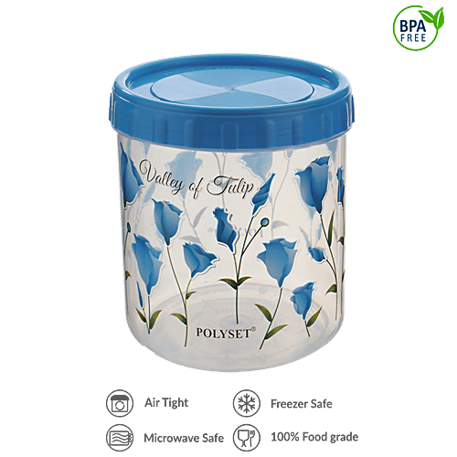Polyset Plastic Twisty Storage Printed Containers - Blue, 1.05 L (Pack of 3)