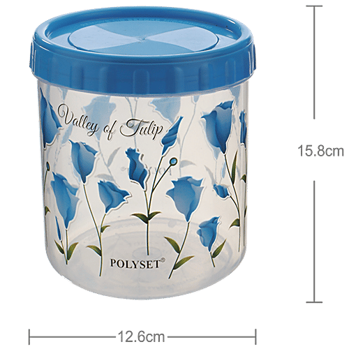 Polyset Plastic Twisty Storage Printed Containers - Blue, 1.625 L (Pack of 3) 