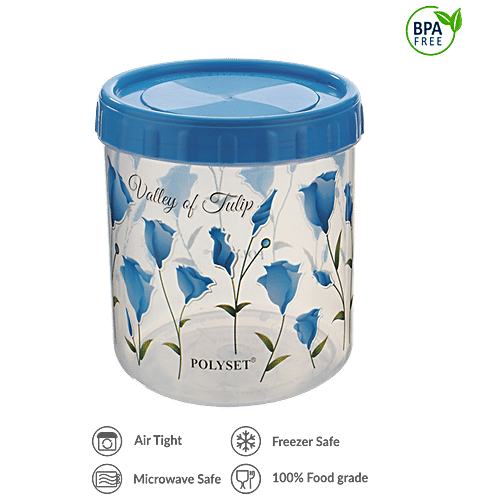 Polyset Plastic Twisty Storage Printed Containers - Blue, 1.625 L (Pack of 3) 