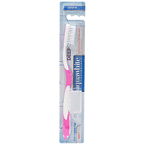 Aquawhite Soft Bristles Deep Clean Toothbrush With Hygiene Cap - Colour May Vary, 2 pcs  