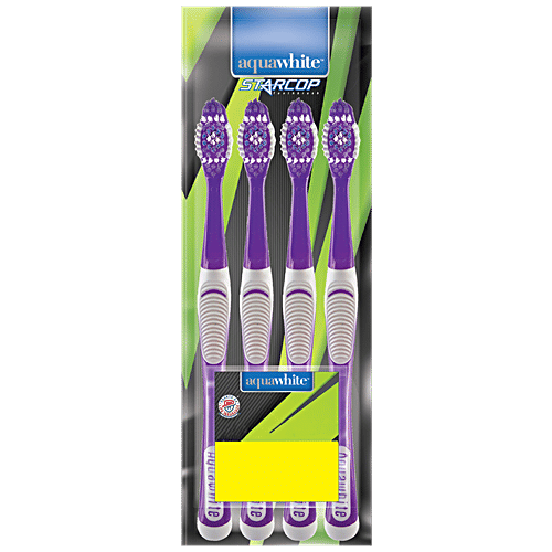 Aquawhite Starcop Toothbrush - Central Cup Shaped Bristles, 3 pcs (Buy 3 Get 1 Free) 