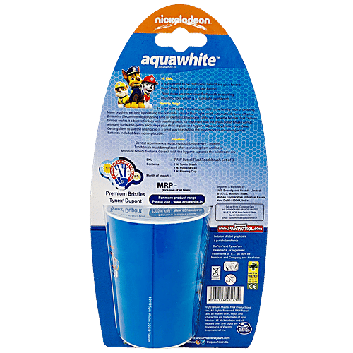 Aquawhite Paw Patrol Flashhh Toothbrush Set With Rinsing Cup - Red, 3 pcs  