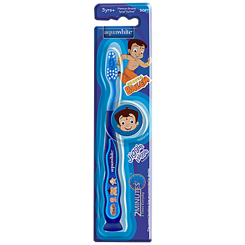 Aquawhite Chhota Bheem Jiggle Wiggle Toothbrush Blue, 1 pc  Easy Grip & Tongue Cleaner