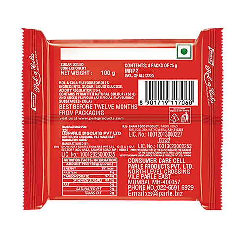 Parle Rol.A.Cola Candy, 100 g Zero Trans Fat