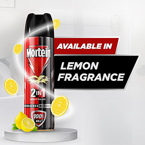 Mortein 2-In-1 Mosquito & Cockroach Killer Spray - Lemon Fragrance, 600 ml 100% Kill