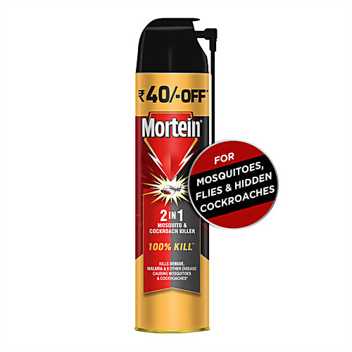Mortein 2-In-1 Mosquito & Cockroach Killer Spray - Lemon Fragrance, 600 ml 100% Kill
