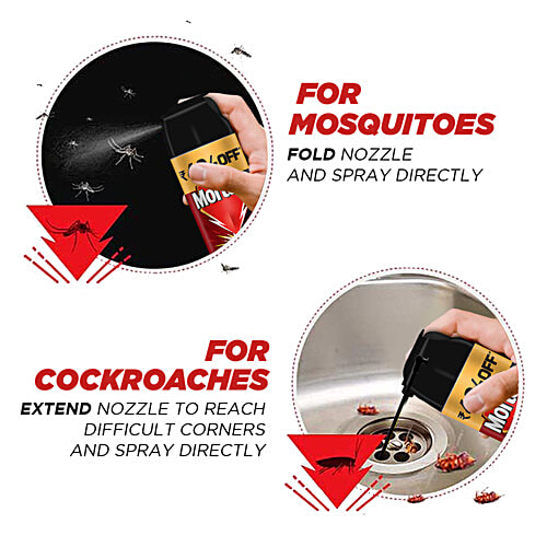 Mortein 2-In-1 Mosquito & Cockroach Killer Spray - Lemon Fragrance, 600 ml 100% Kill