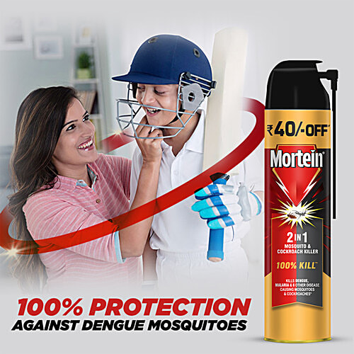 Mortein 2-In-1 Mosquito & Cockroach Killer Spray - Lemon Fragrance, 600 ml 100% Kill