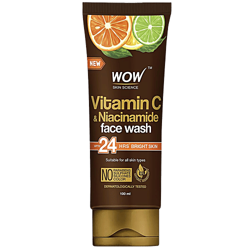 Wow Skin Science Brightening Vitamin C Face Wash - Fades Age Spots & Reduces Fine Lines, For All Skin Types, 100 ml Tube No Parabens & Sulphate