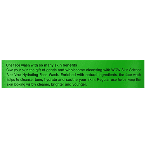 Wow Skin Science Hydrating Face Wash - Aloe Vera Extract, Hyaluronic Acid & Pro Vitamin B5, Cleanses Gently, No Parabens & Sulphate, 100 ml Tube No Parabens & Sulphate