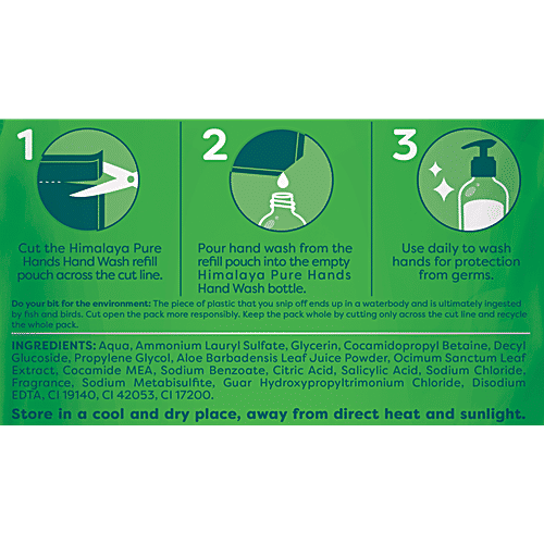 Himalaya Pure Hands Purifying Hand Wash - Tulsi, 99.9% Germ Protection, pH Balanced, 750 ml Refill Pack 