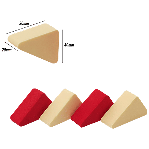 PAC Pressed Sponge  - Triangle Red, Cream, 4 pcs  