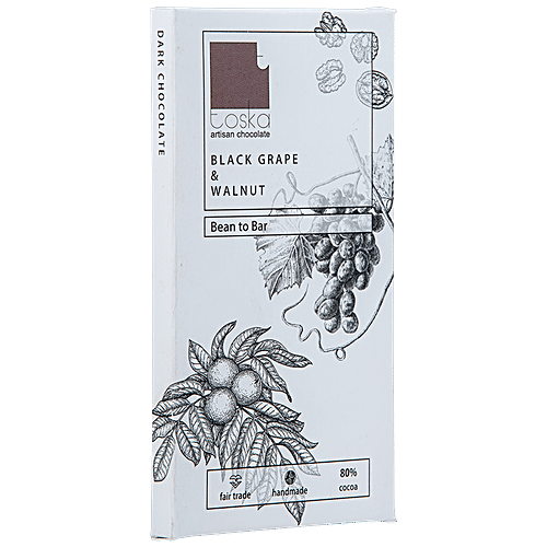 Toska Chocolates Black Grape & Walnut Dark Chocolate, 70 g  