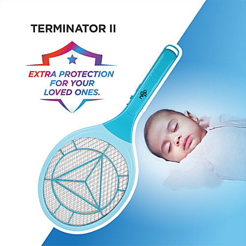 Nippo Rechargeable Mosquito Bat - Polycarbonate, Terminator 2, Over Charge Protection, Shock Proof, Li-On Battery, 1 pc Shockproof